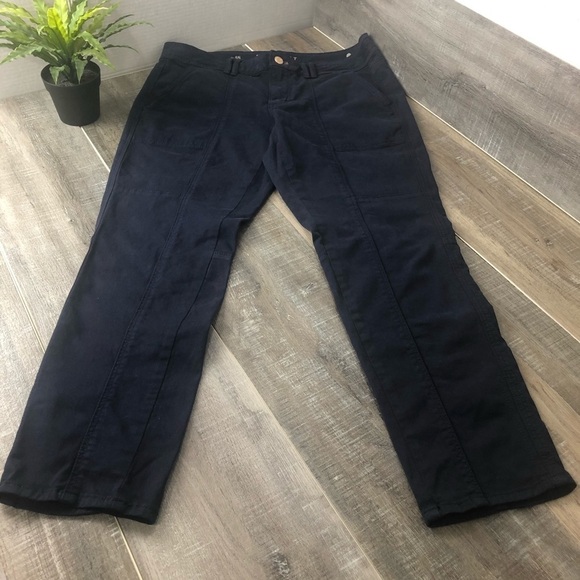 White House Black Market Pants - WHBM Crop Straight Blue Flap Pockets Gold Buttons Size 4S